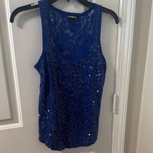 Express Royal Blue Sequin Tank Top